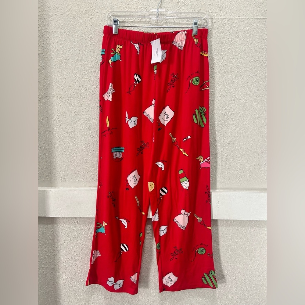 Kate Spade Holiday Christmas Pajama Pants Size M NEW